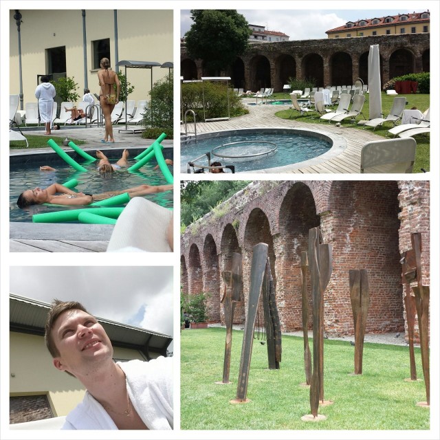 Terme Milanossa voi olla ulkona porealtailla ja ottaa aurinkoa.