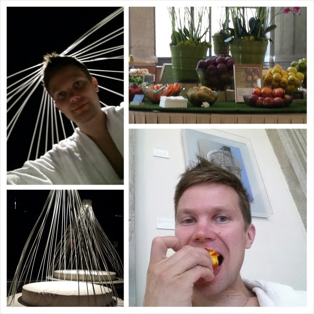 Rentoutumishuoneiden lisäksi kylpylässä sai tietenkin syödä buffetista herkullisia hedelmiä ja vihanneksia. En kyllä syönyt selleriä vaikka tarjolla oli.