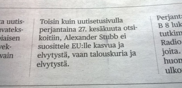 Oleellinen oikaisu.