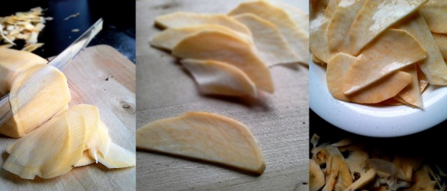 Täydellinen lanttusiivu on ohuen ohut, eikä siinä ole yhtään teräviä kulmia. Mandoliini on hyvä apuväline!