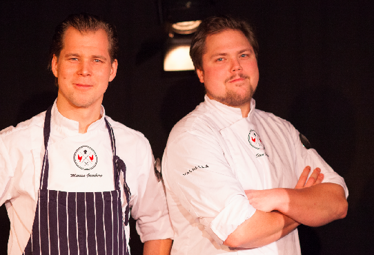 Kahdessa kanassa on yhä tuplasti munaa! Kuvassa ravintoloitsijat Martin Granberg ja Sten Selin.