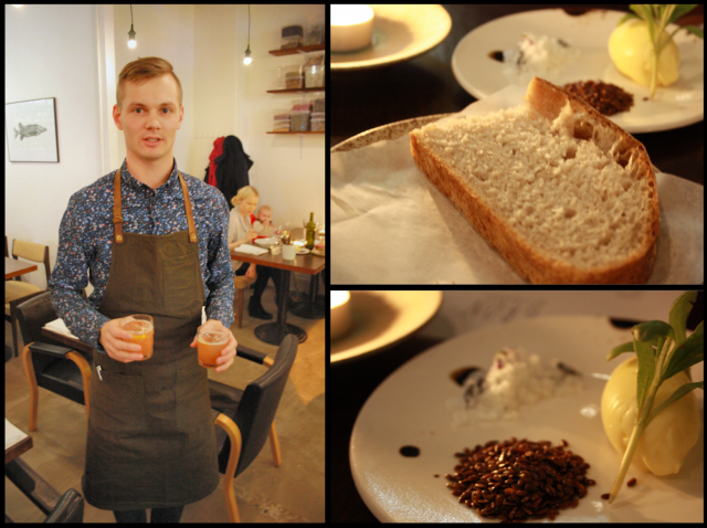 Raskaan työviikon jälkeen suositeltiin Whiskey Souria, punaherukkasiirapilla, by Pekka Rantala / Rapeaa hapanjuurileipää, paahdettuja pellavansiemeniä, voita, sormisuolaa twistillä.