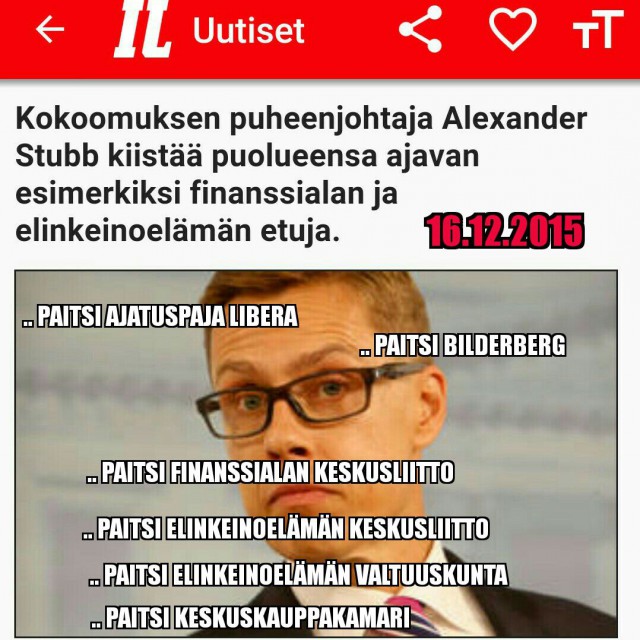 Stubb tekemässä perttisalolaiset?