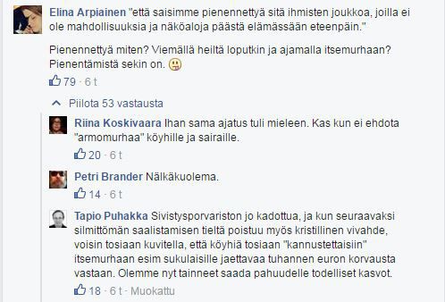 Ote Uuninpankkopojan FB-sivulla käydystä keskustelusta, aiheena Elina Lepomäki ja Kokoomus.