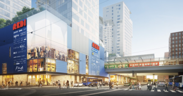 Havainnekuva Kalasatamaan rakentuvasta Kauppakeskus REDI:stä