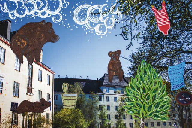 Kuva Sörnäisten aseman näyttelystä.