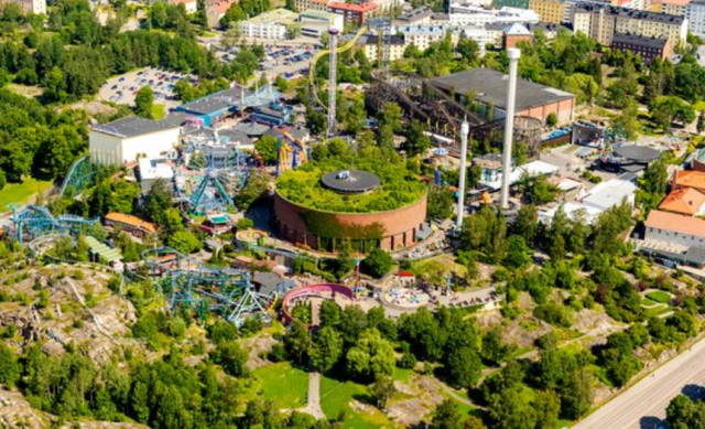 Huvipuisto Linnanmäki yläilmoista katsottuna.