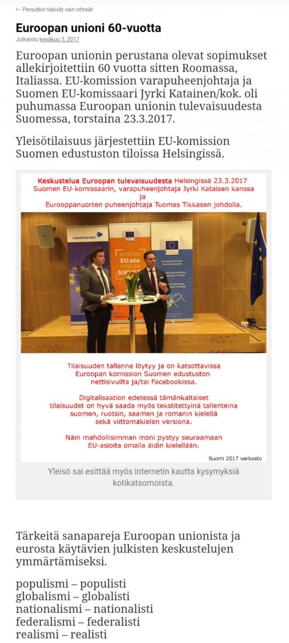 Komissaari Kataisen ulostulot 23.3.2017 veroparatiiseista ja kansanäänestyksistä Suomessa.