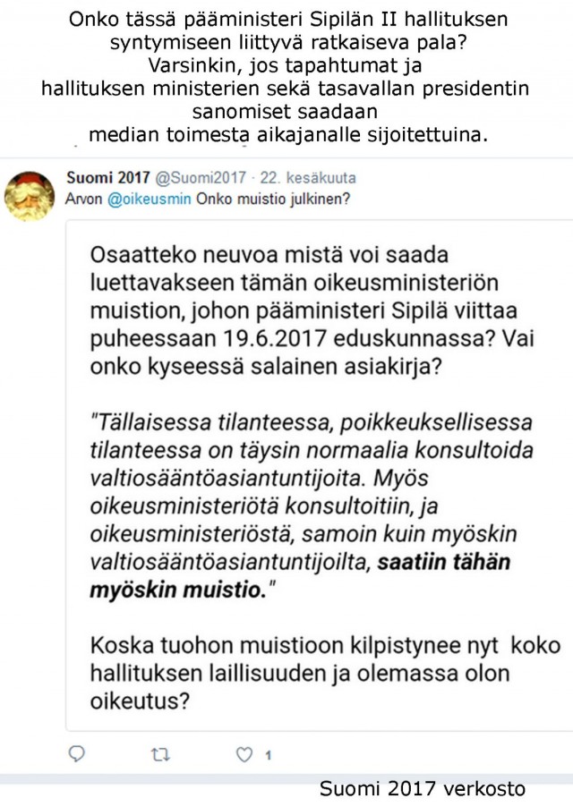 Toivoa sopii, että muistio on julkinen asiakirja.