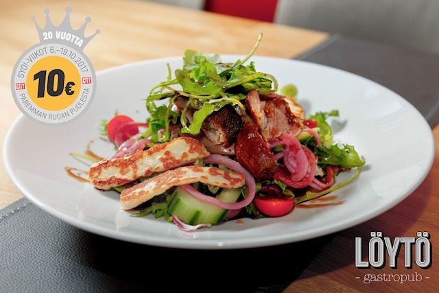 Gastropub Löydön karitsasalaatti ei jätä nälkäiseksi.