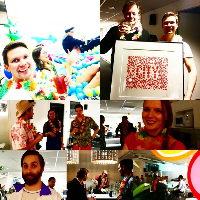 Kaikkein kuumimmat bileet olivat kuitenkin Cityn toimistolla, missä oli oma pallomeri ja teemana Las Palmas.