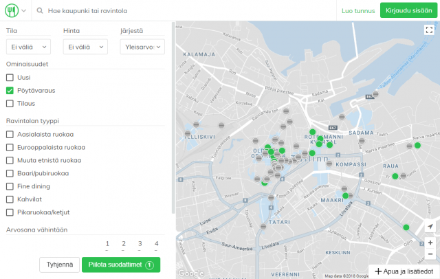 Varaa pöytä Tallinnasta - nyt se onnistuu Eat.fin kautta!
