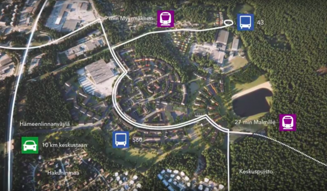 Bussiyhteydet ovat alueen vallitsevat joukkoliikennevälineet.