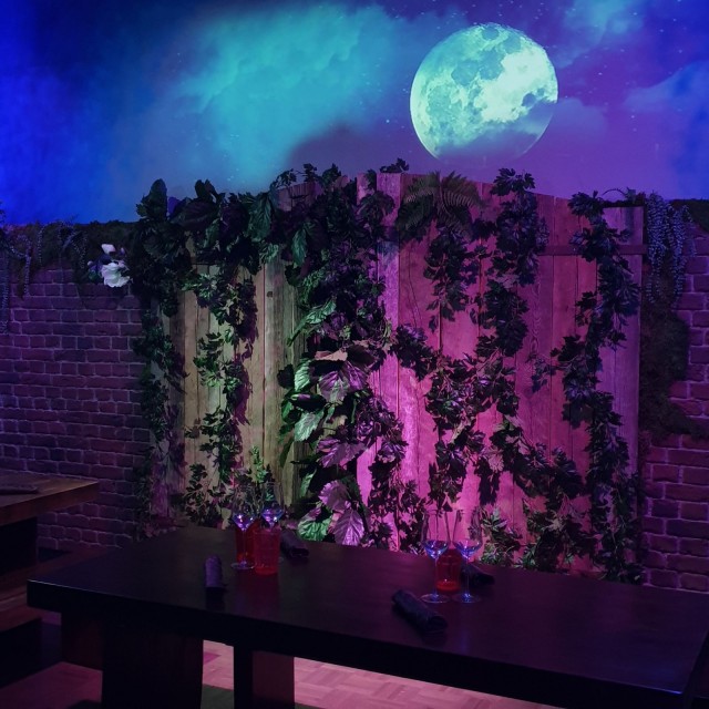 Salaisessa puutarhassa syödään kuunvalossa.