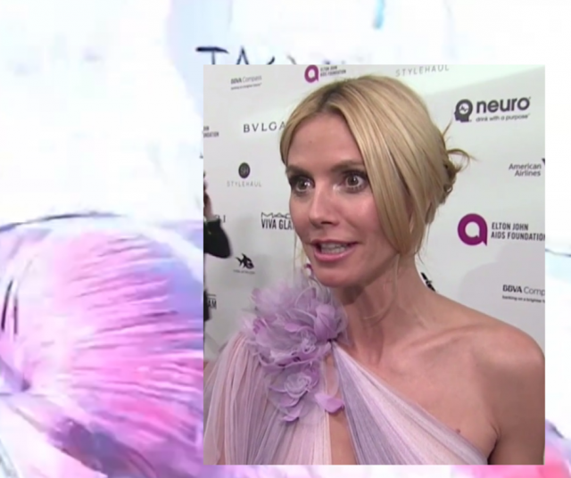 Heidi Klum ja taustalla kuvankaappaus videolta.