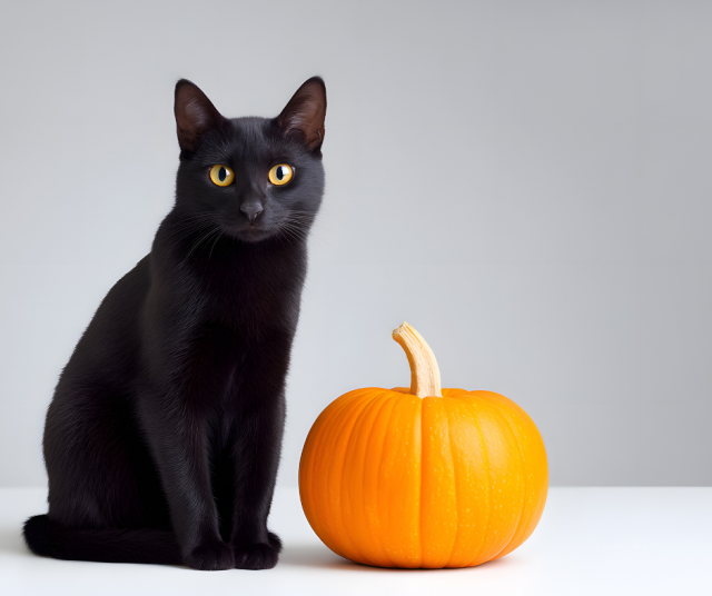 Ei kissoja halloween-koristeiksi.