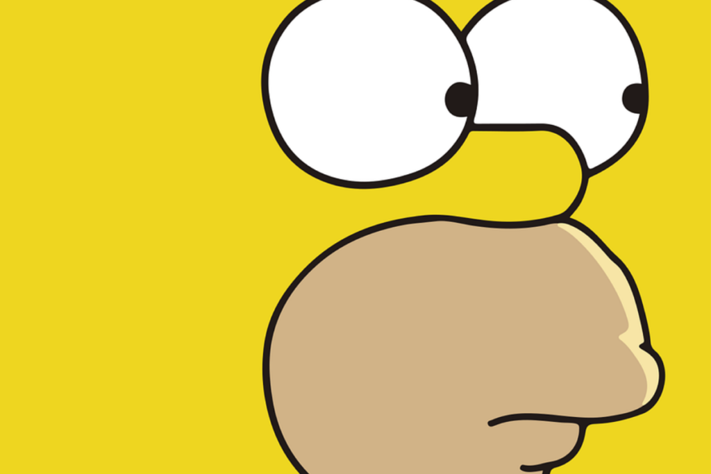 Homer Simpsonista tehtyä taidetta jossa keltaisella pohjalla näkyy vain simpsonin kasvonpiirteet 