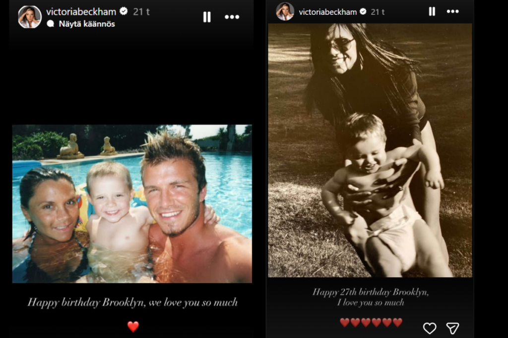 Kuvakaauppaus Victoria Beckhamin instagram-stoorista.